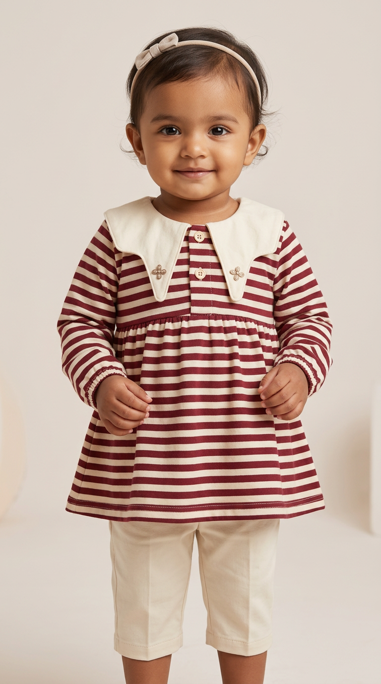 Korean style striped Frock For Girl