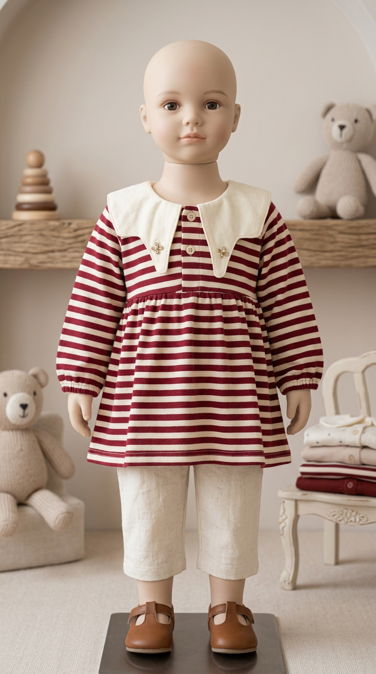 Korean style striped Frock For Girl